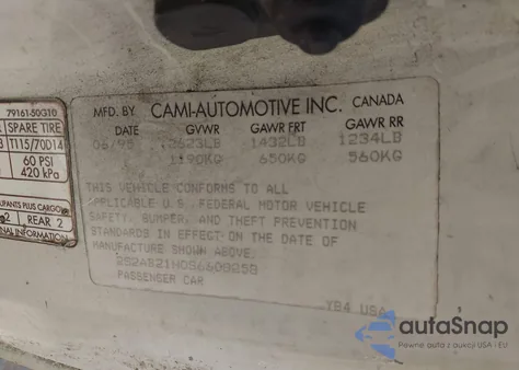 1995 Suzuki Swift Dlx z USA, uszkodzony, nr VIN 2S2AB21H0S6608258